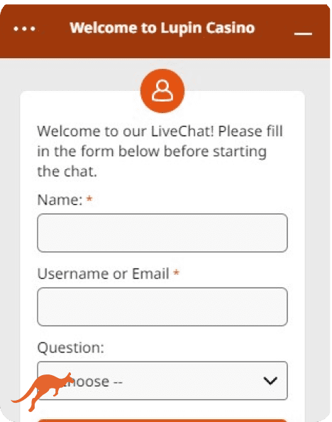 Lupin Casino Live Chat Support