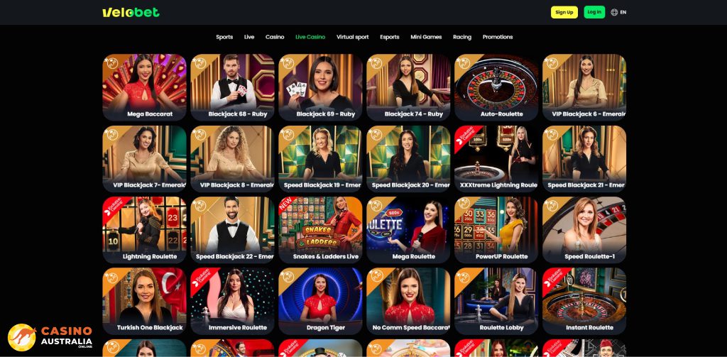 Velobet Casino Live Games Australia