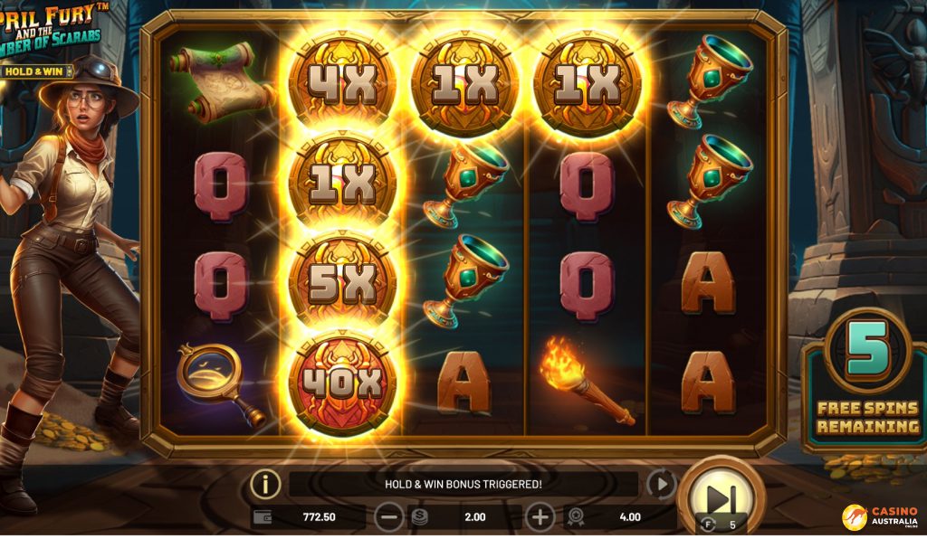 April Fury and the Chamber of Scarabs Free Play Bonus Feature Spins Australia Review