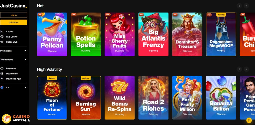 JustCasino Games Australia