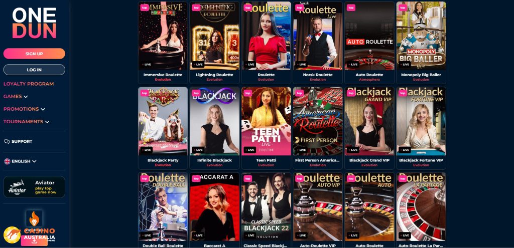 OneDun Casino Live Games Australia