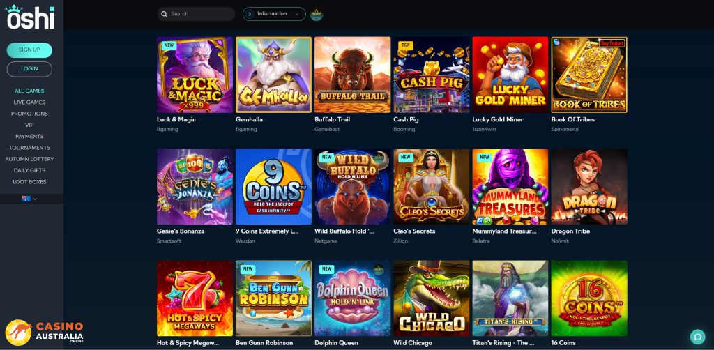 Oshi Casino Games Australia