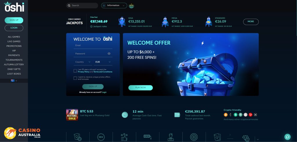 Oshi Casino Review Australia