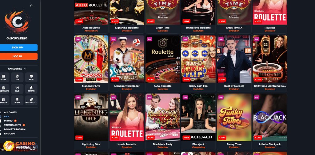 Cusco Casino Live Games Australia