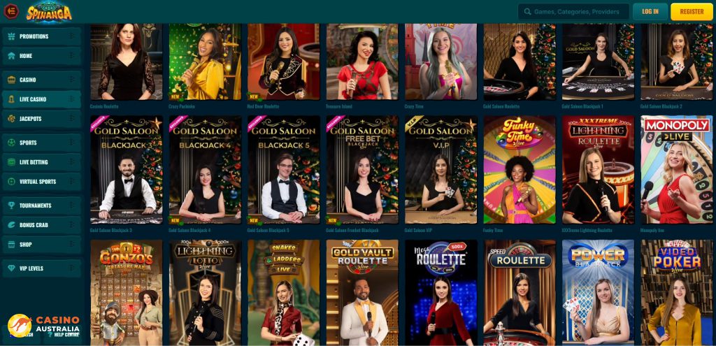 Spinaga Casino Live Games Australia