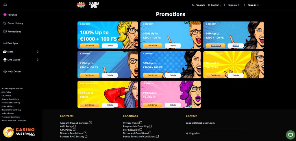 BlaBlaSpin Casino Promotions Australia