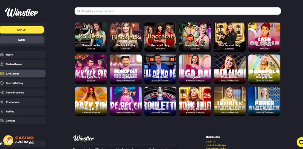 Winstler Casino Live Games Australia