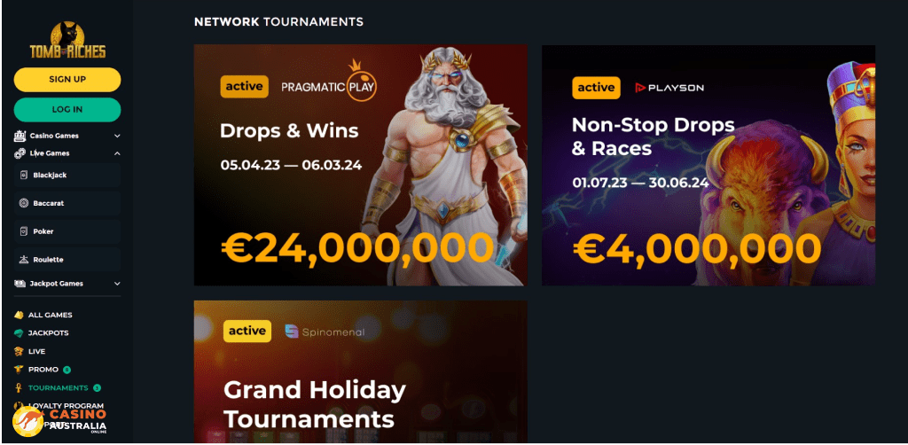 Winstler Tournaments at TombRiches Casino Australia