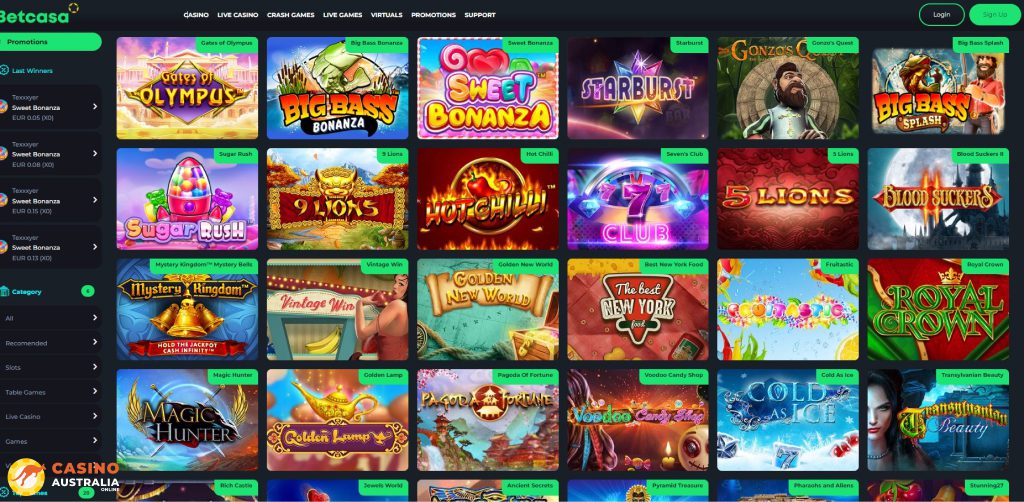 BetCasa Casino Games Australia