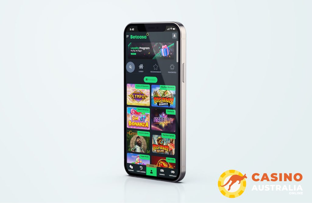 BetCasa Casino Mobile Version