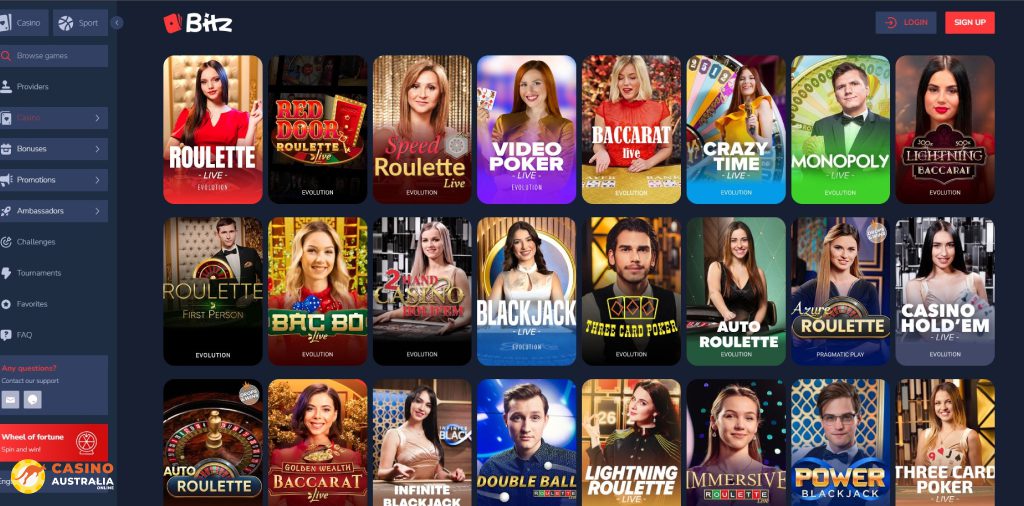 Bitz Casino Live Games Australia