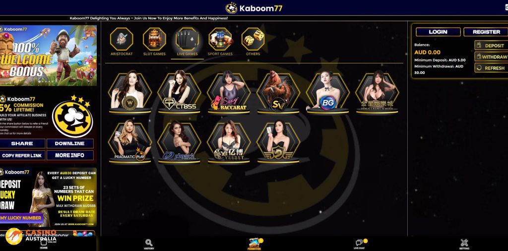 KaBoom77 Casino Live Games Australia