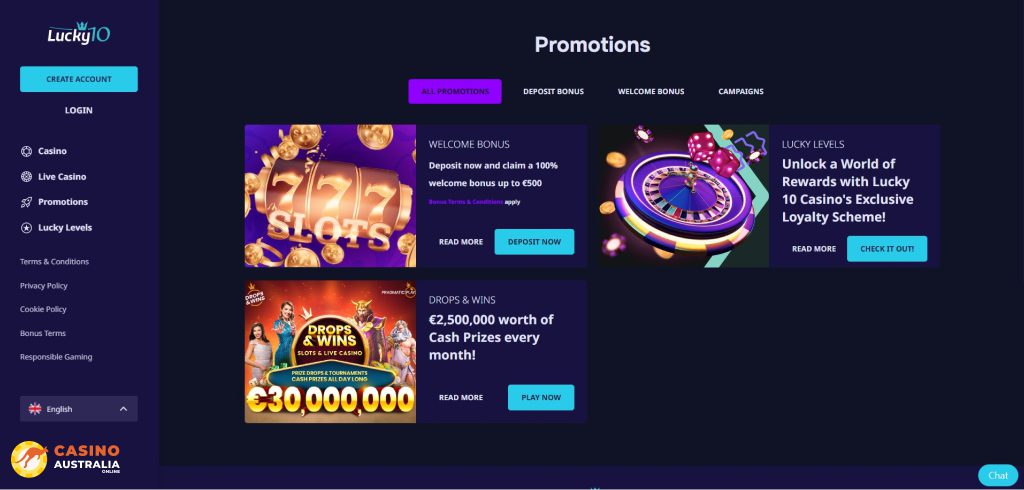 Lucky10 Casino Promotions Australia