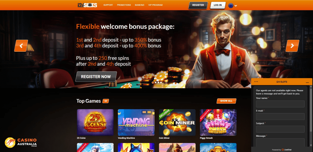 Support at i24Slots Casino Australia