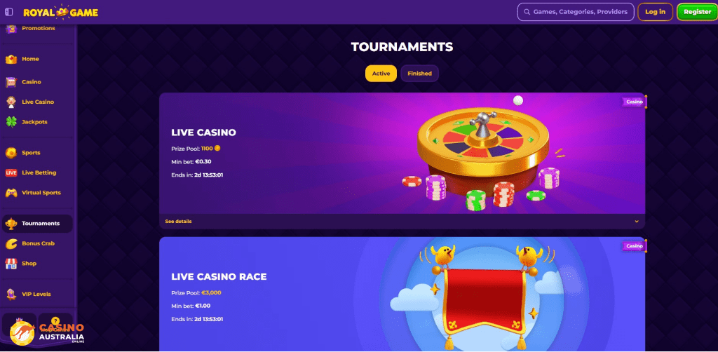 Tournaments at RoyalGame Casino Australia