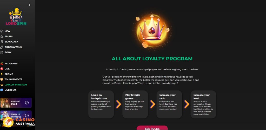 Vip Program at LordSpin Casino Australia