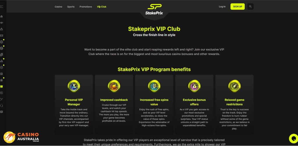 Vip Program at Stakeprix Casino Australia