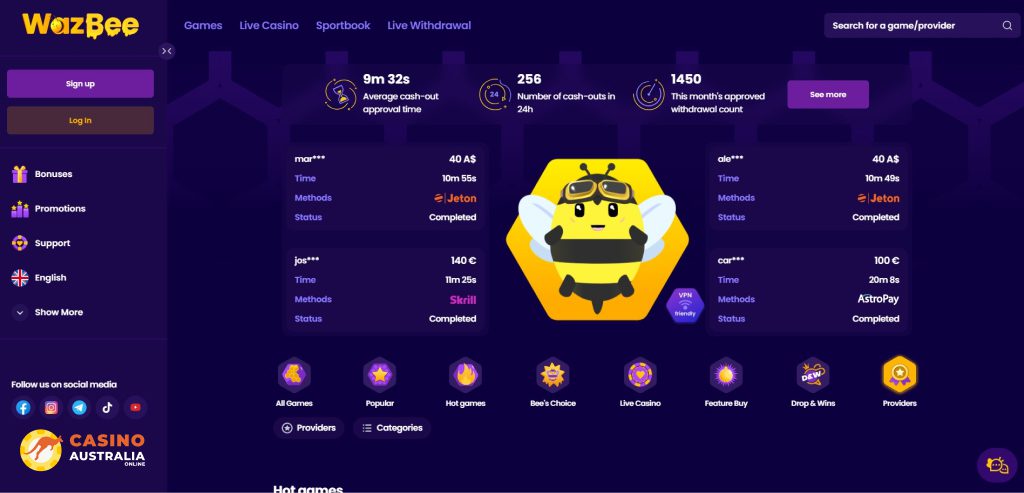 Wazbee Casino Review Australia