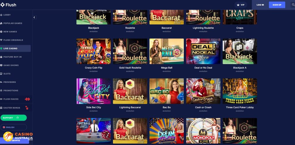 Flush Casino Live Games Australia