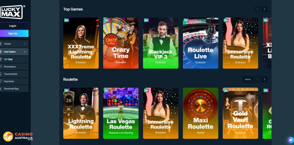 LuckyMax Casino Live Games Australia