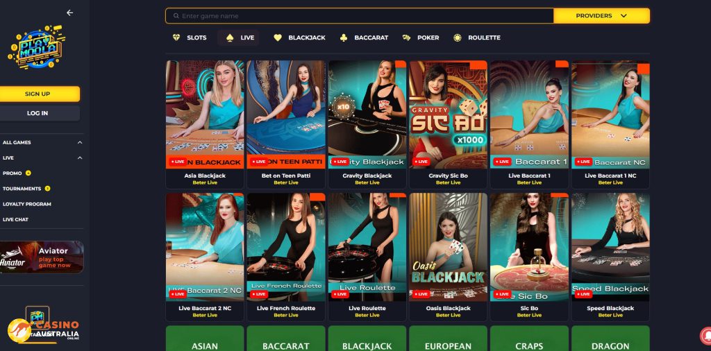 PlayMoola Casino Live Games Australia