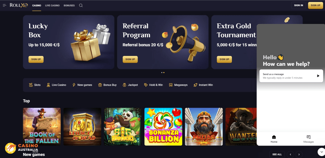 Support at RollXO Casino Australia