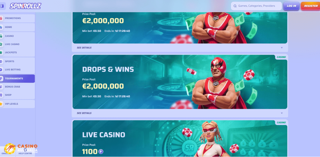 Tournaments at Spinrollz Casino Australia