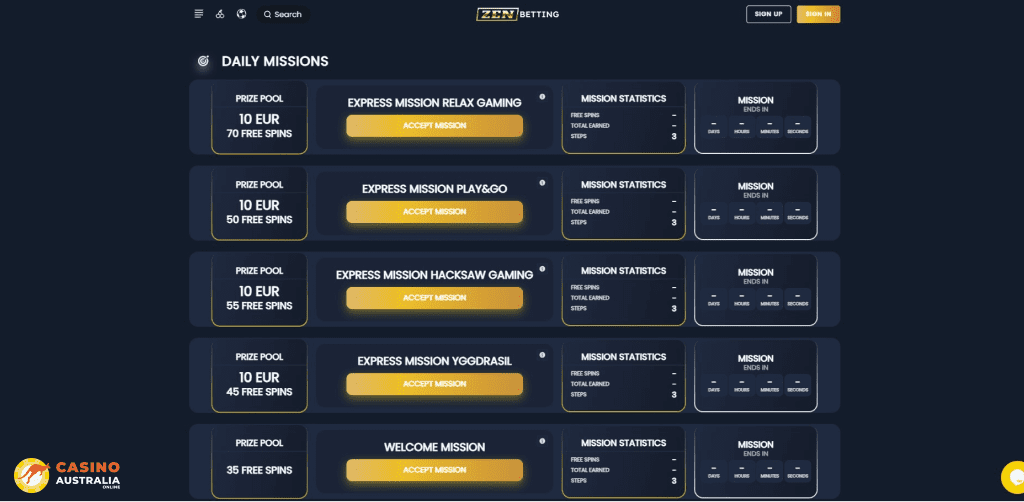 Tournaments at ZenBetting Casino Australia