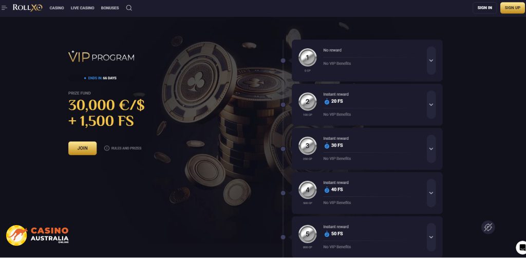 Vip Program at RollXO Casino Australia