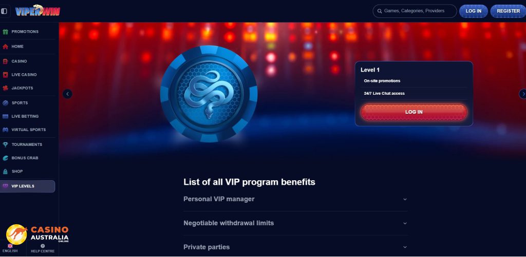 Vip Program at ViperWin Casino Australia