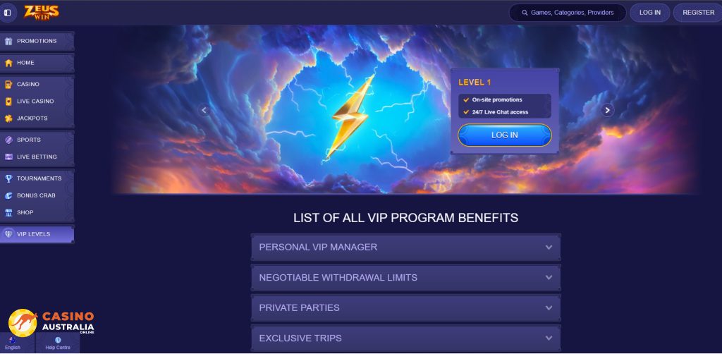 Vip Program at ZeusWin Casino Australia