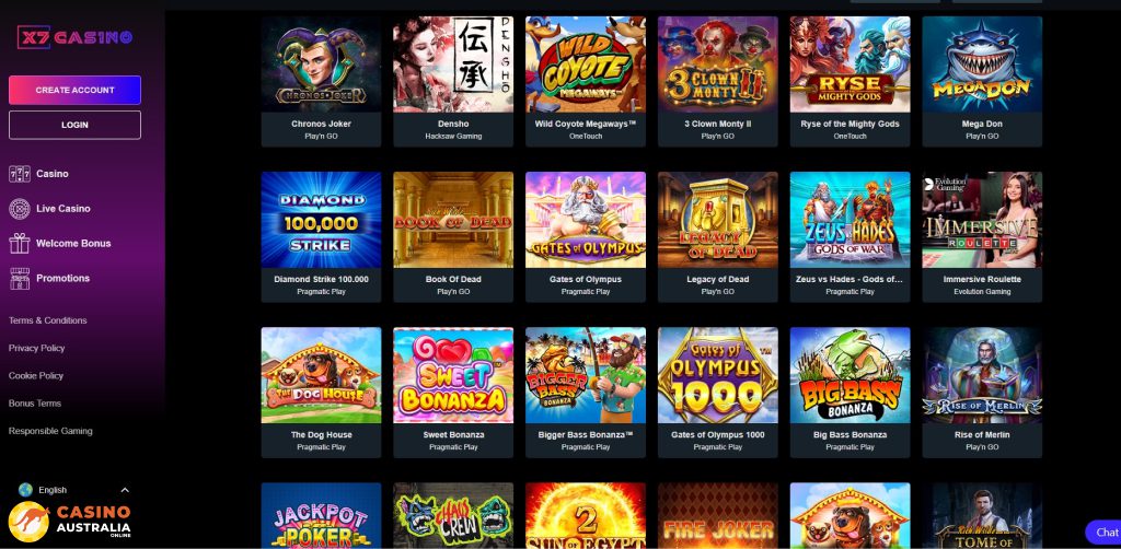 X7 Casino Games Australia