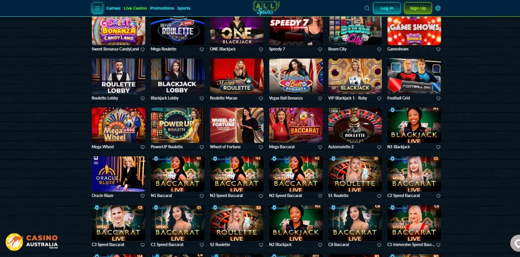 AllSpins Casino Live Games Australia