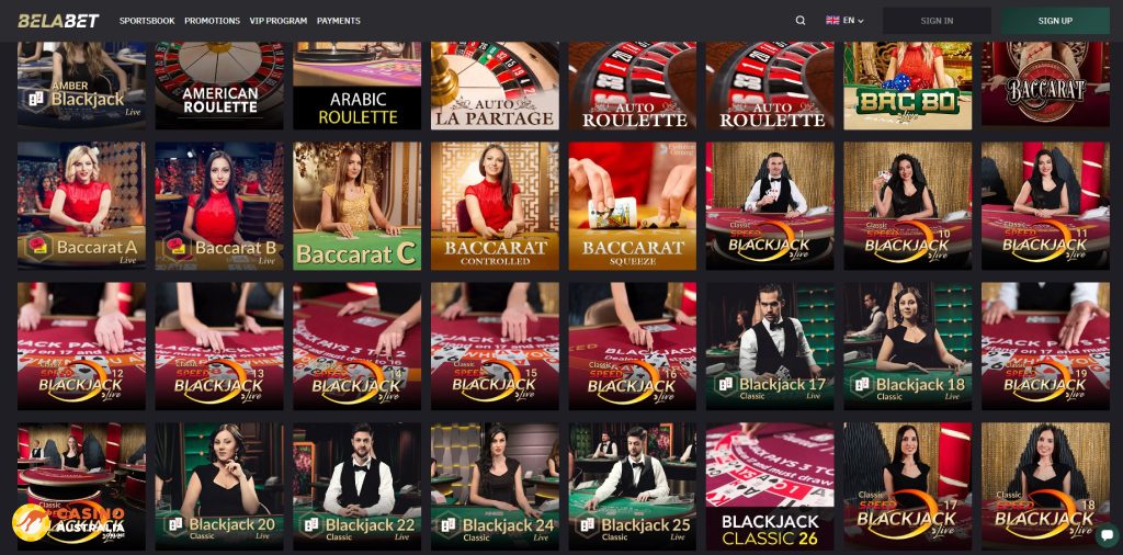 Belabet Casino Live Games Australia