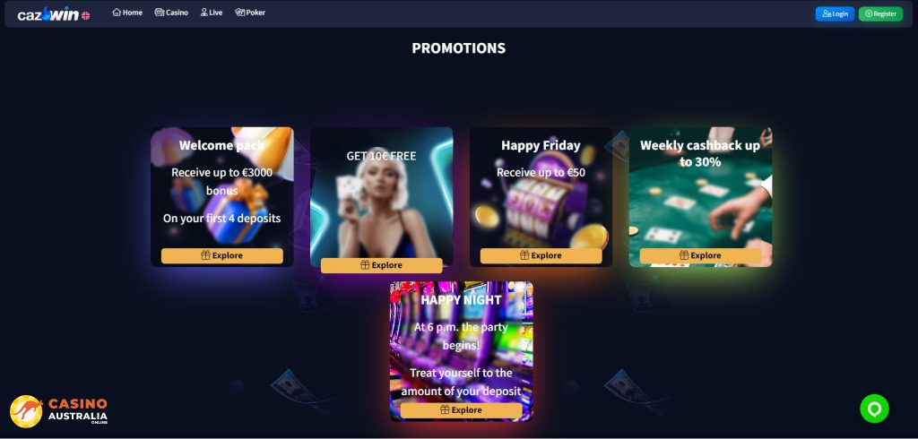 Caz-Win Casino Promotions Australia