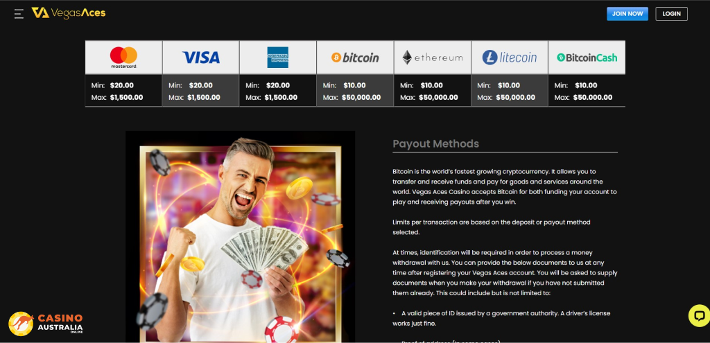 Vegas Aces Casino Payment Methods