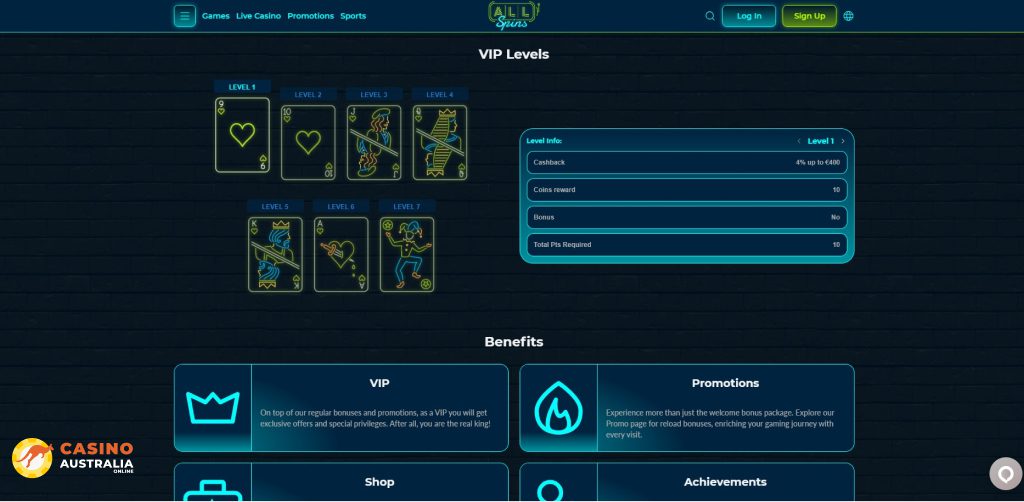 Vip Program at AllSpins Casino Australia