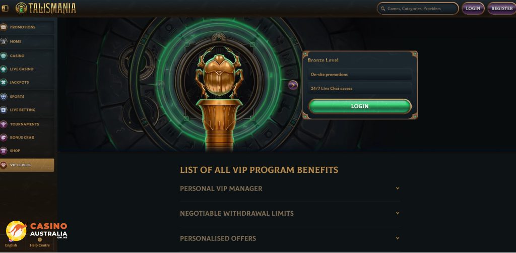 Vip Program at Talismania Casino Australia