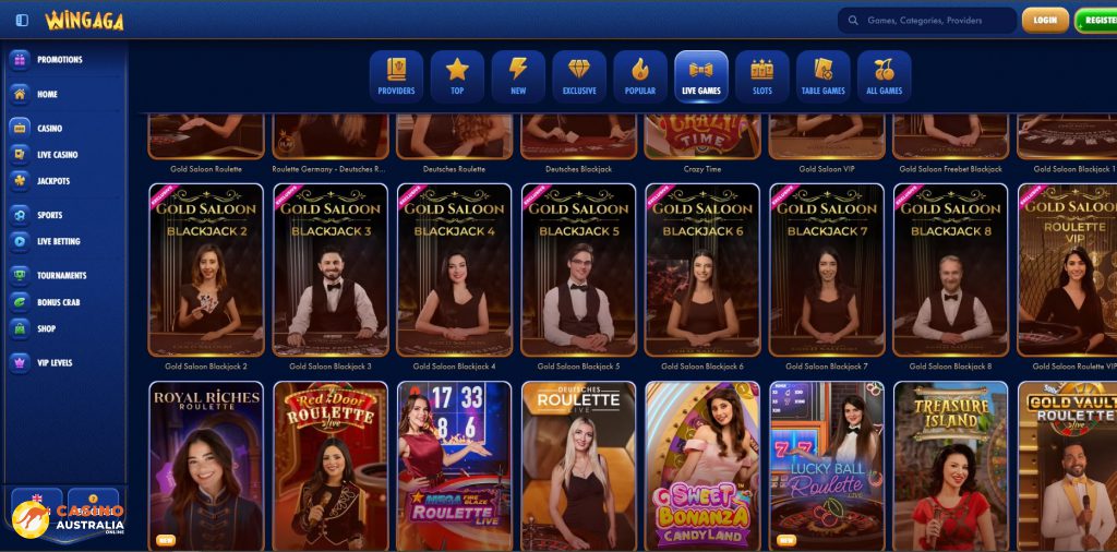 Wingaga Casino Live Games Australia