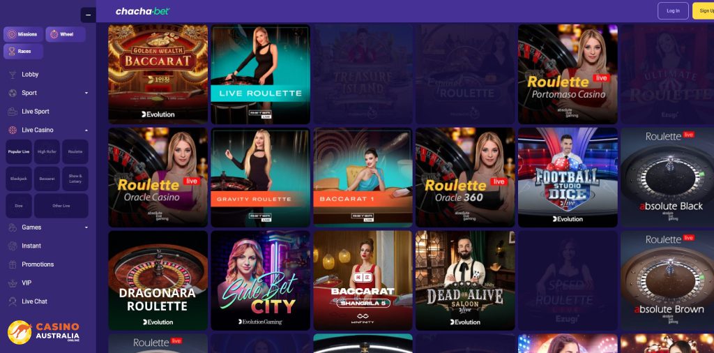 ChachaBet Casino Live Games Australia