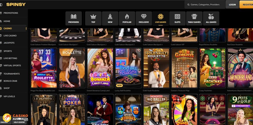 Spinsy Casino Live Games Australia