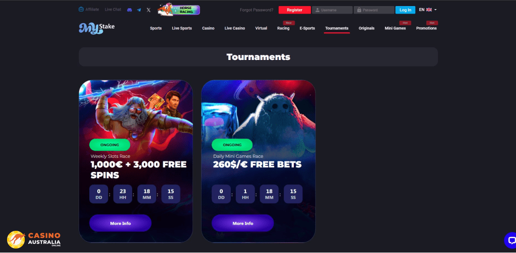 Tournaments at MyStake Casino Australia