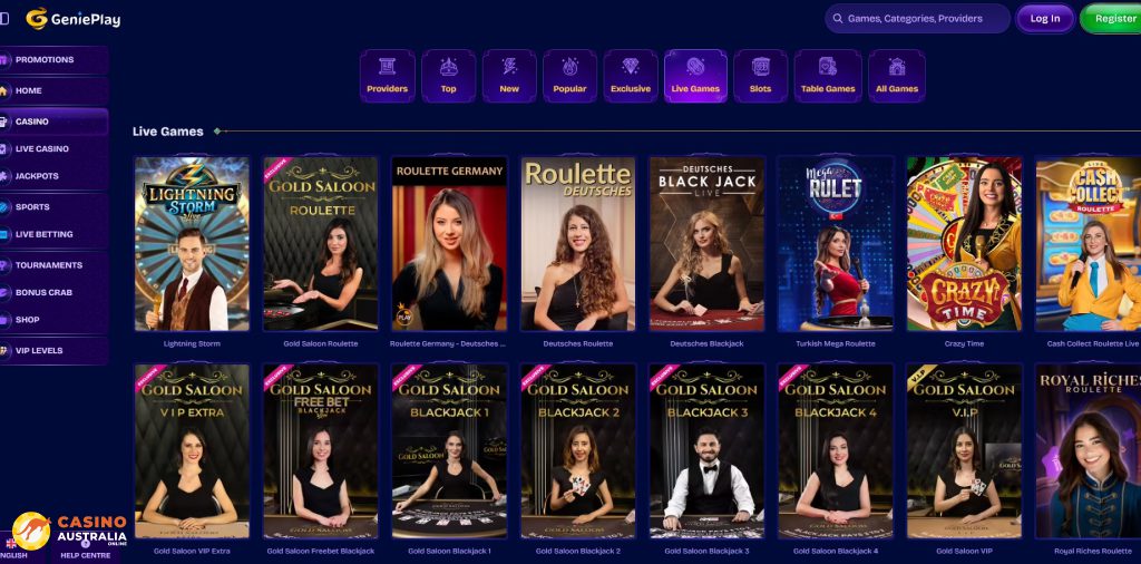 GeniePlay Casino Live Games Australia