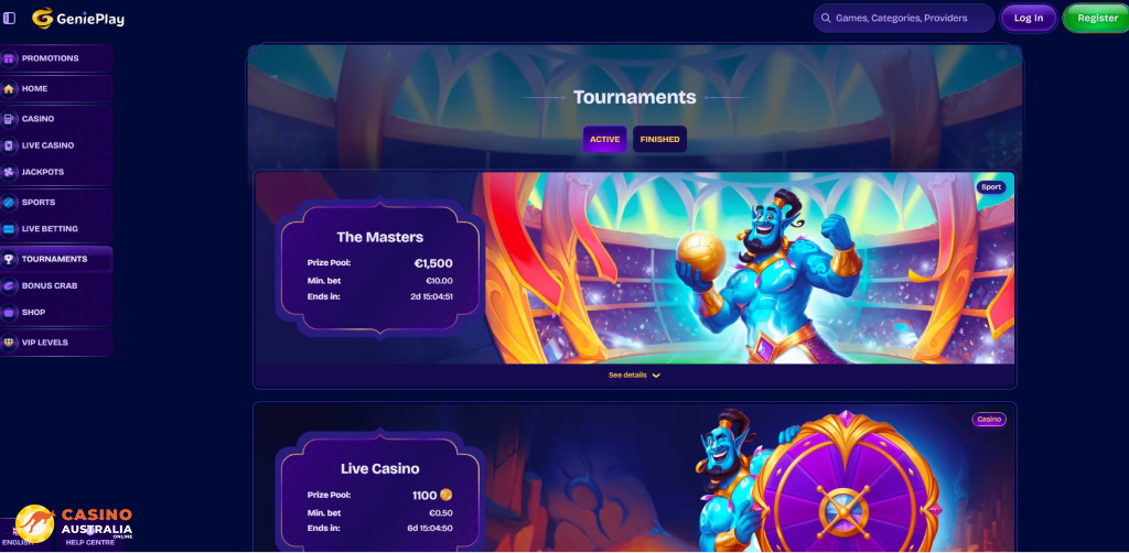 Tournaments at GeniePlay Casino Australia