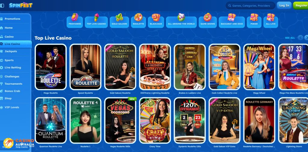 Spinfest Casino Live Games Australia