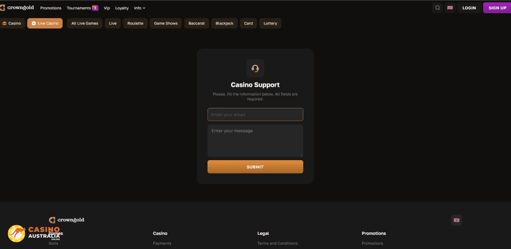 Support at CrownGold Casino Australia