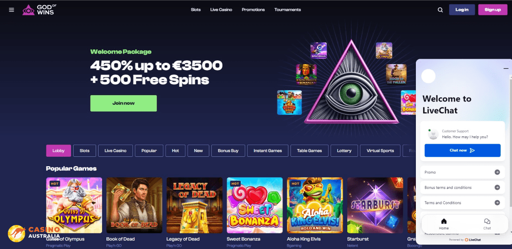 Tournaments at God of Wins Casino Australia