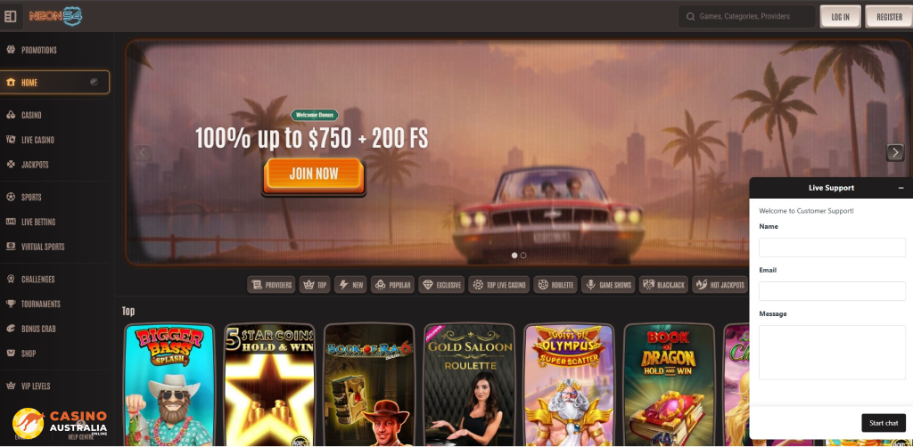 Customer Support at Neon54 Casino Australia