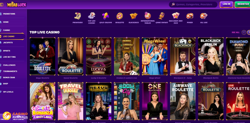 Midasluck Casino Live Games Australia