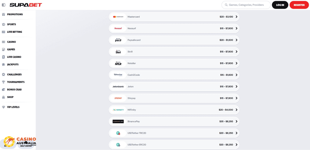 Supabet Casino Payment Methods (1)